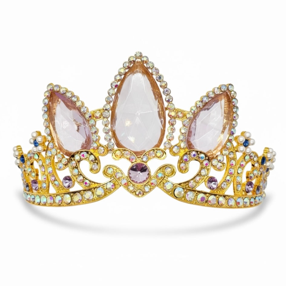 Rapunzel Tiara Princess Cosplay Gold Lavender Crystal Crown Princess Fairytale