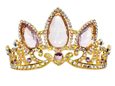 Rapunzel Tiara Princess Cosplay Gold Lavender Crystal Crown Princess Fairytale