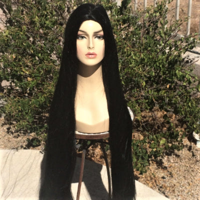 Morticia Gothic Long Black Wig - Royal Enchantments