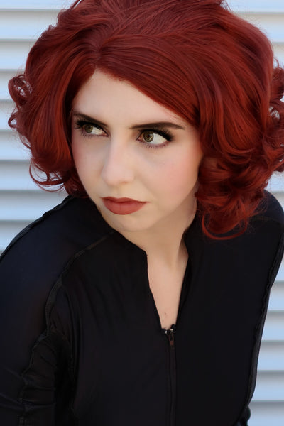 Black Widow Superhero Auburn Costume Cosplay Lace Front Wig