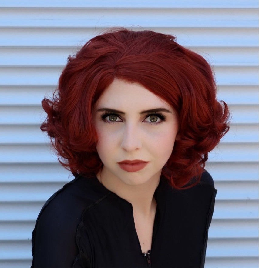 Black Widow Superhero Auburn Costume Cosplay Lace Front Wig