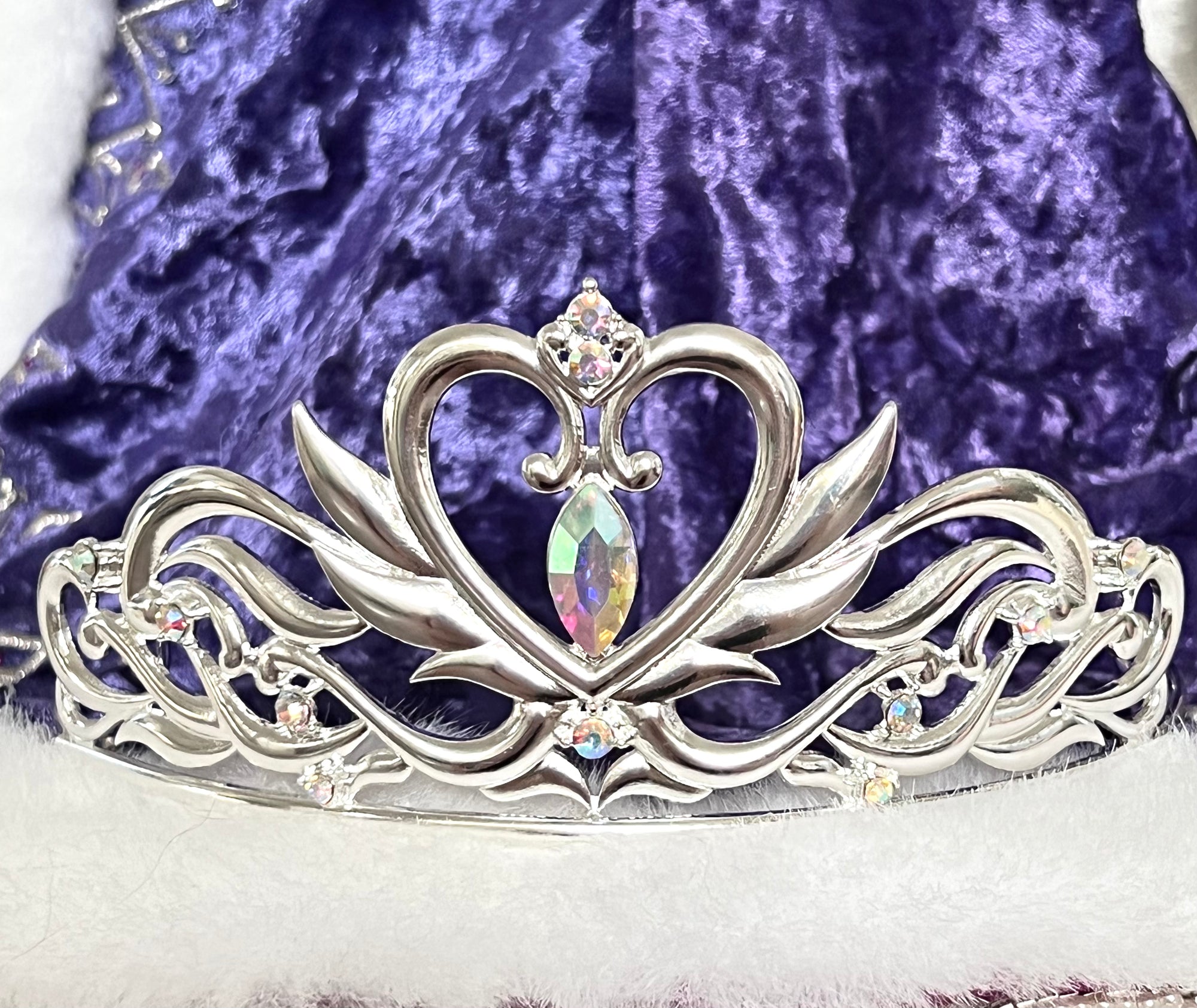 Silver Serenity Queen Moon Tiara Sailor Crystal Rhinestone Metal Crown Princess Cosplay